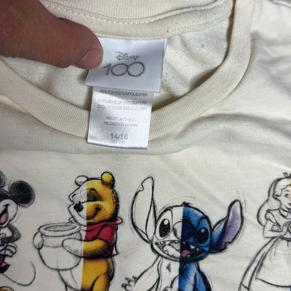 Disney 100 years celebration T-shirt, Mickey, Pooh, Stitch Alice girls 14/16 - Picture 5 of 7